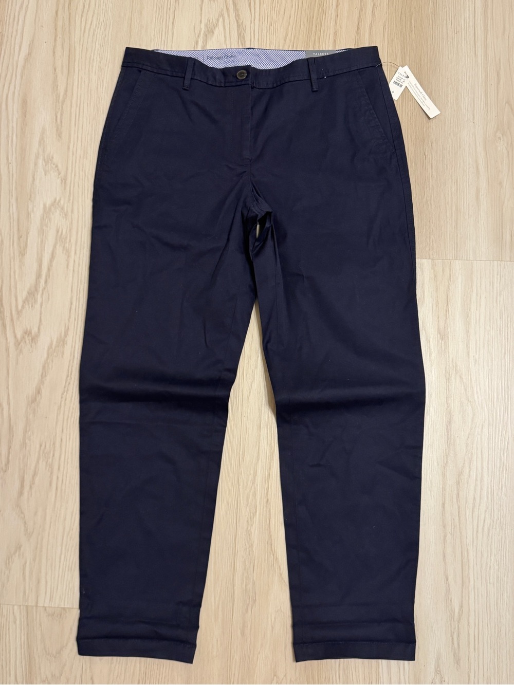 Talbots Navy Blue Relaxed Chino Pants Size 8 super soft ankle length NWT
